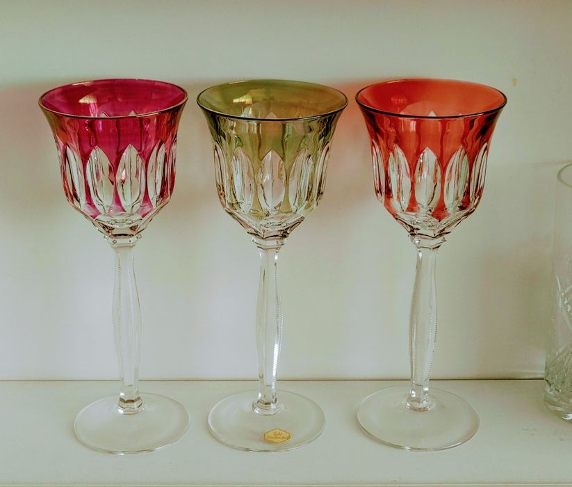 Kieliszki do wina remery kolorowe kryształowe nachtmann PRL retro vint