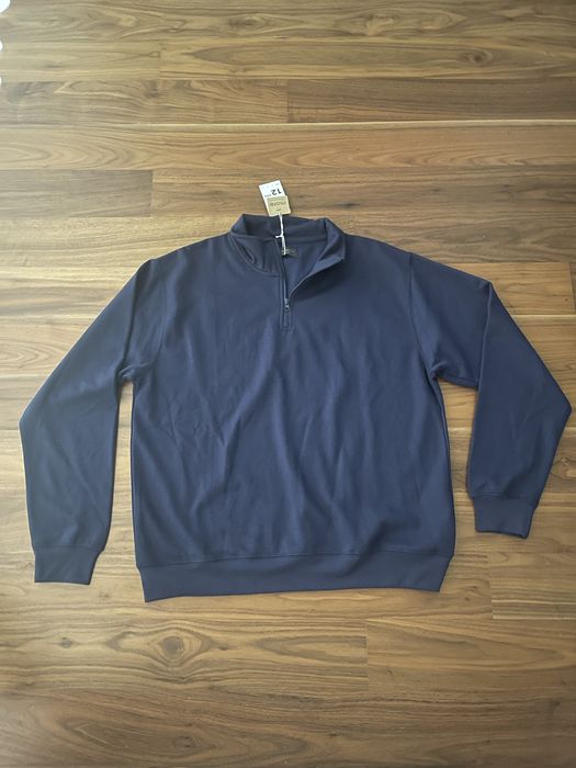 Camisola azul marinha cardada com fecho na gola Modalfa