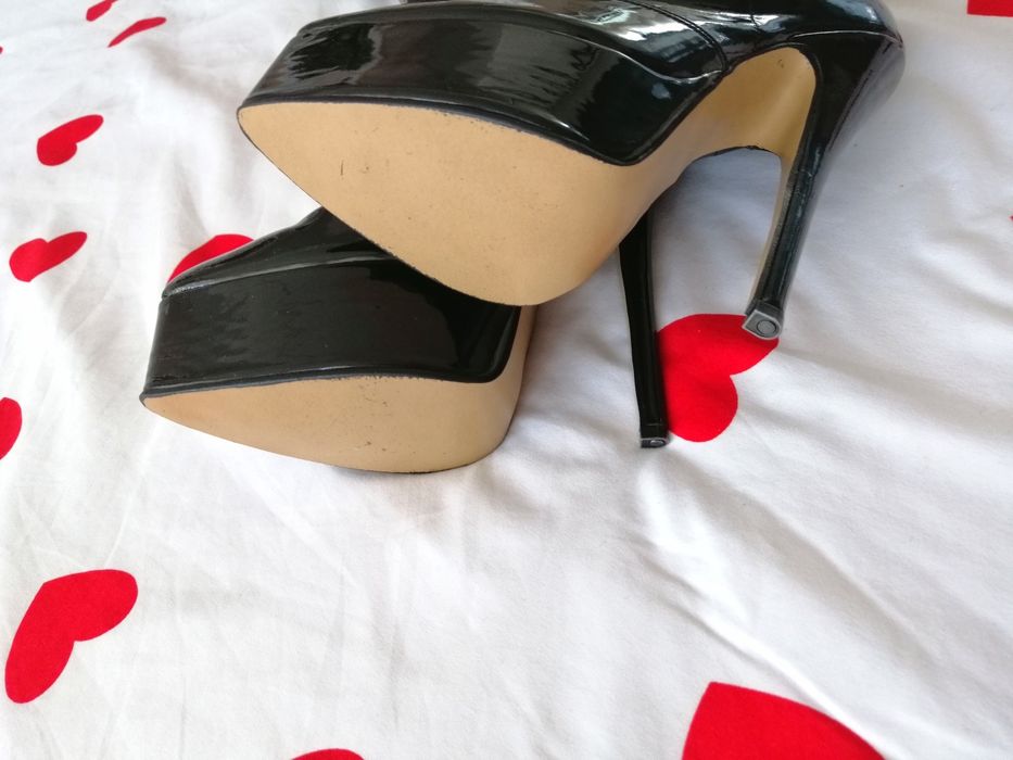 STROSZEK Kozaki latex piękne high heels pole dance wysokie pleaser