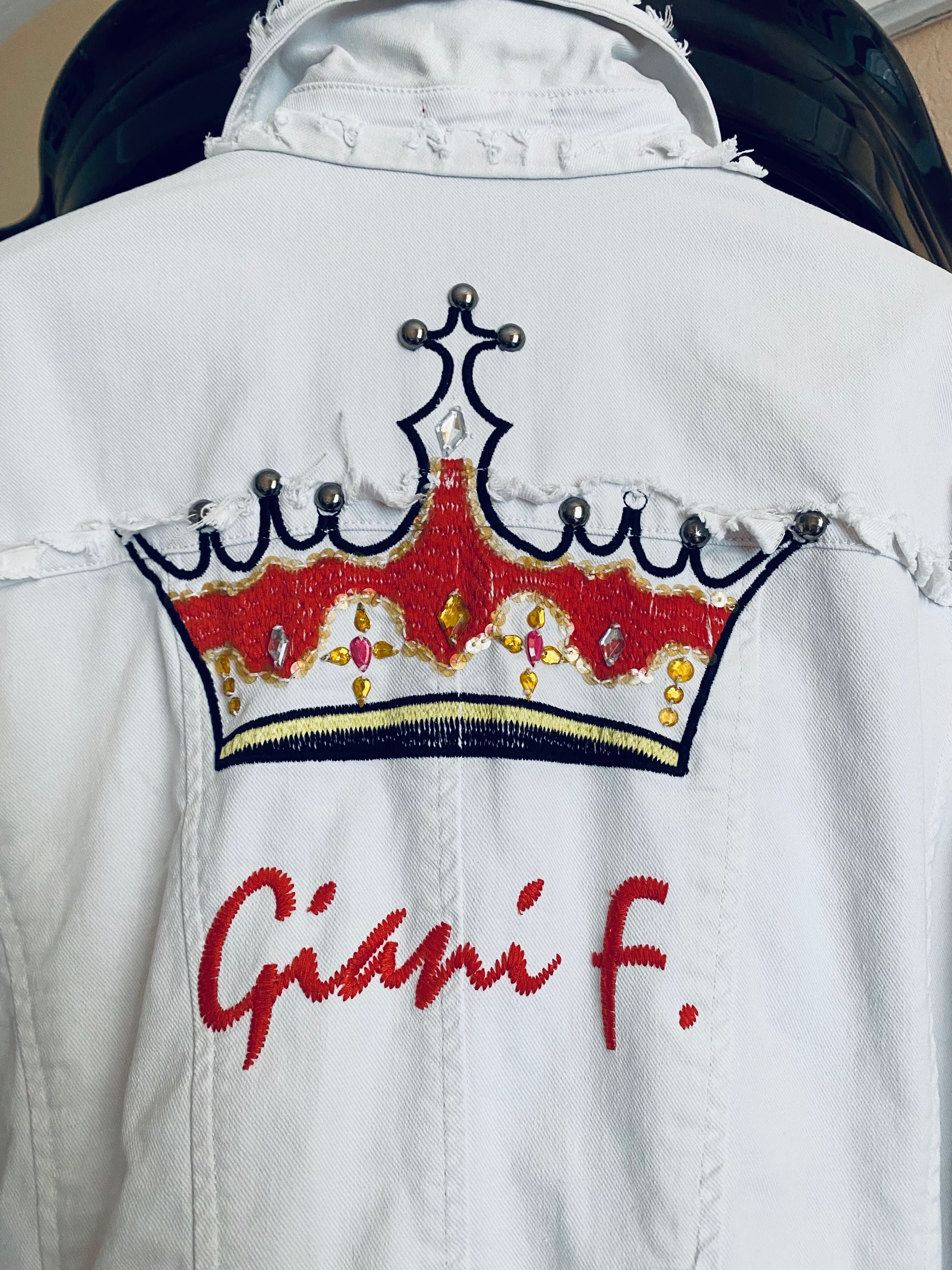 Жіноча біла джинсова курточка, жакет GIANI F. (Франція) р. 54,