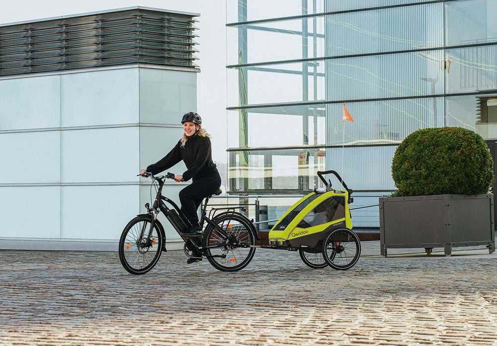 Przyczepka Rowerowa Wózek Qeridoo Sportrex2 Lime green, Model 2023