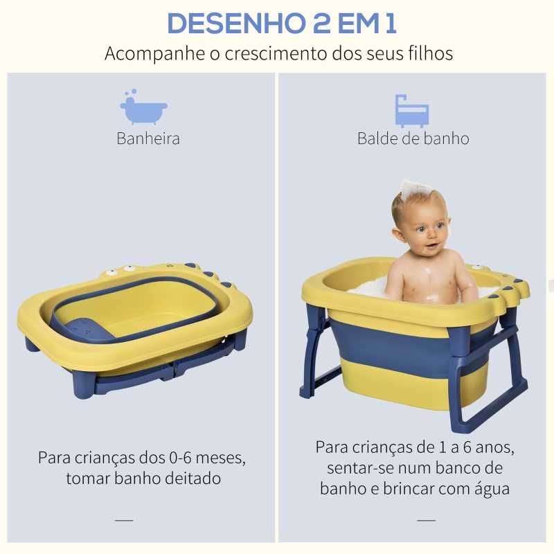 Banheira Dobrável para Bebé de 0-6 Anos