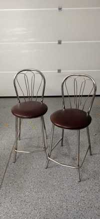 2 hokery krzesła barowe wysokie metalowe z oparciem