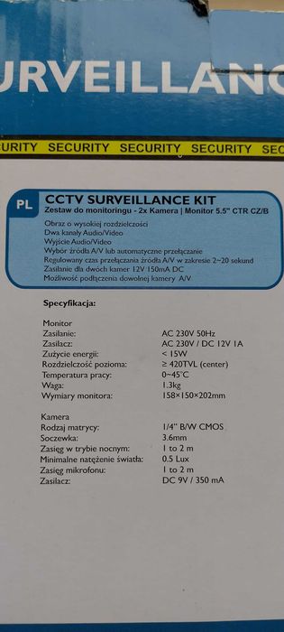 Zestaw monitoringu 2 kamery i monitor CCTV