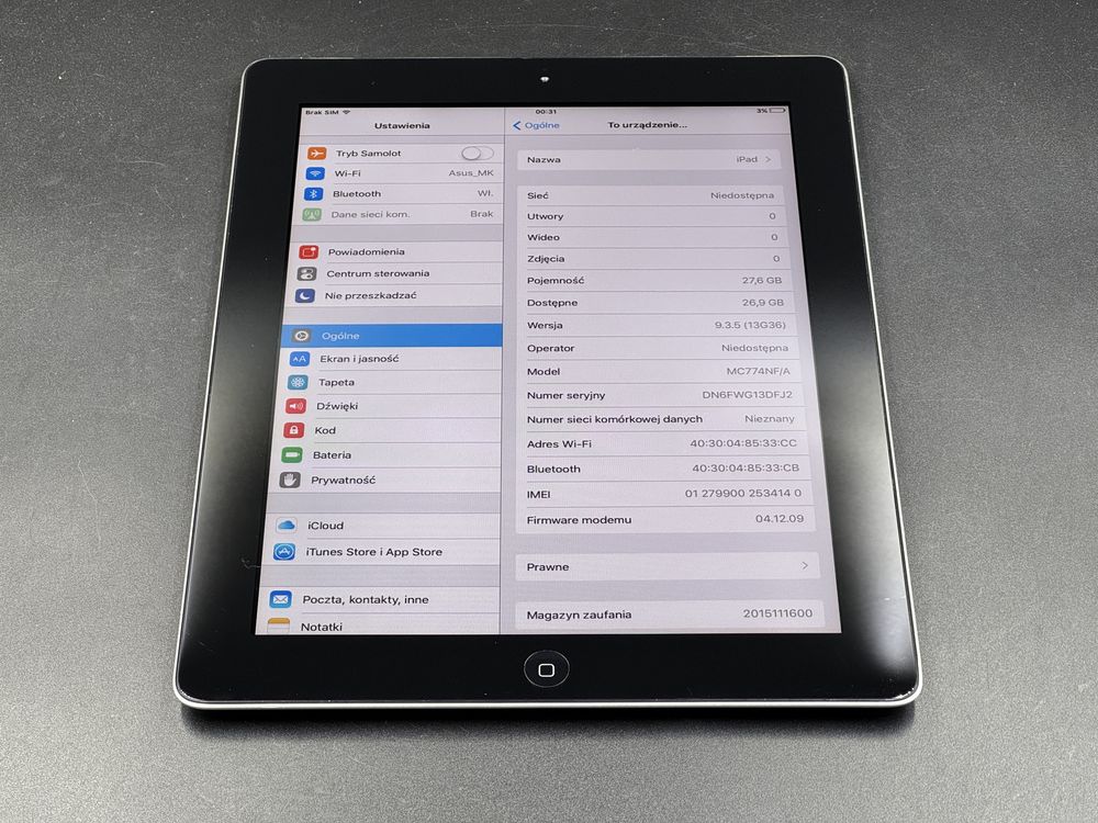 iPad 2. gen. 32GB (A1396) - Cellular (LTE) - faktura VAT 23%