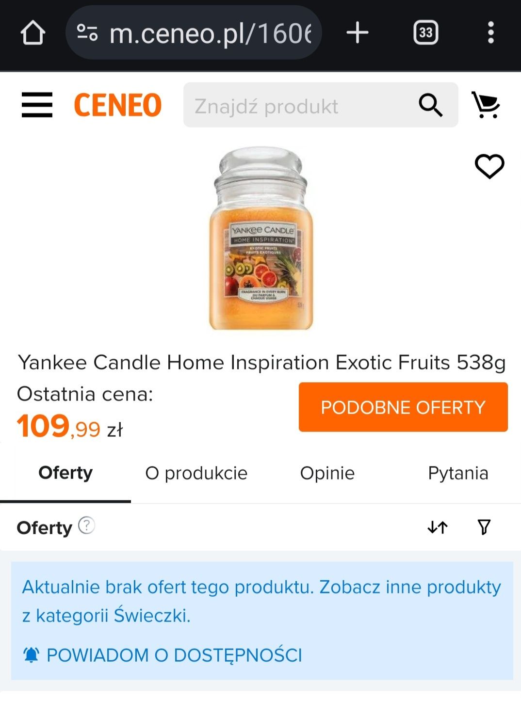 Świeca Yankee Candle duża (538g) Exotic Fruits - NOWA