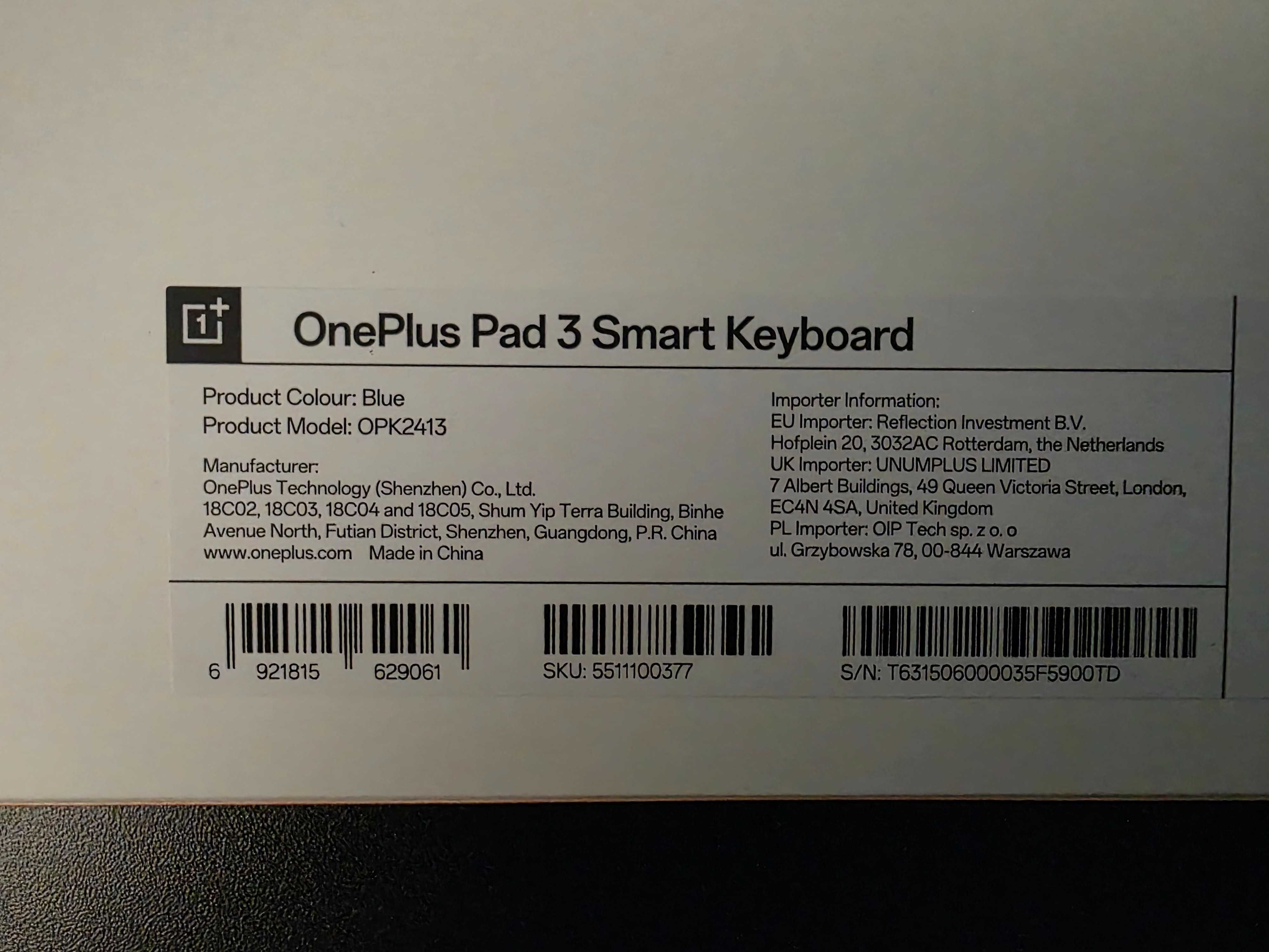 Klawiatura OnePlus Pad 3 Smart Keyboard QWERTY Nowa Gwar. PL