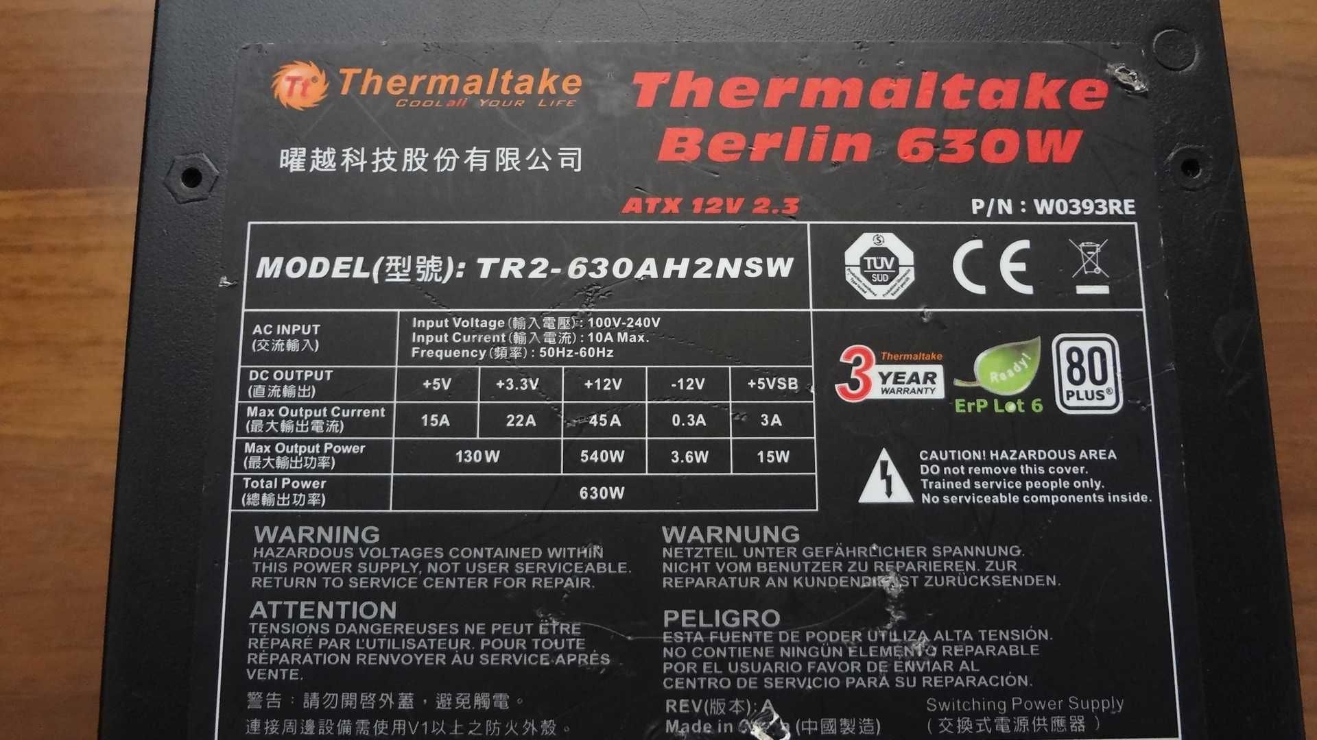 Блок питания THERMALTAKE серии BERLIN на 630 W