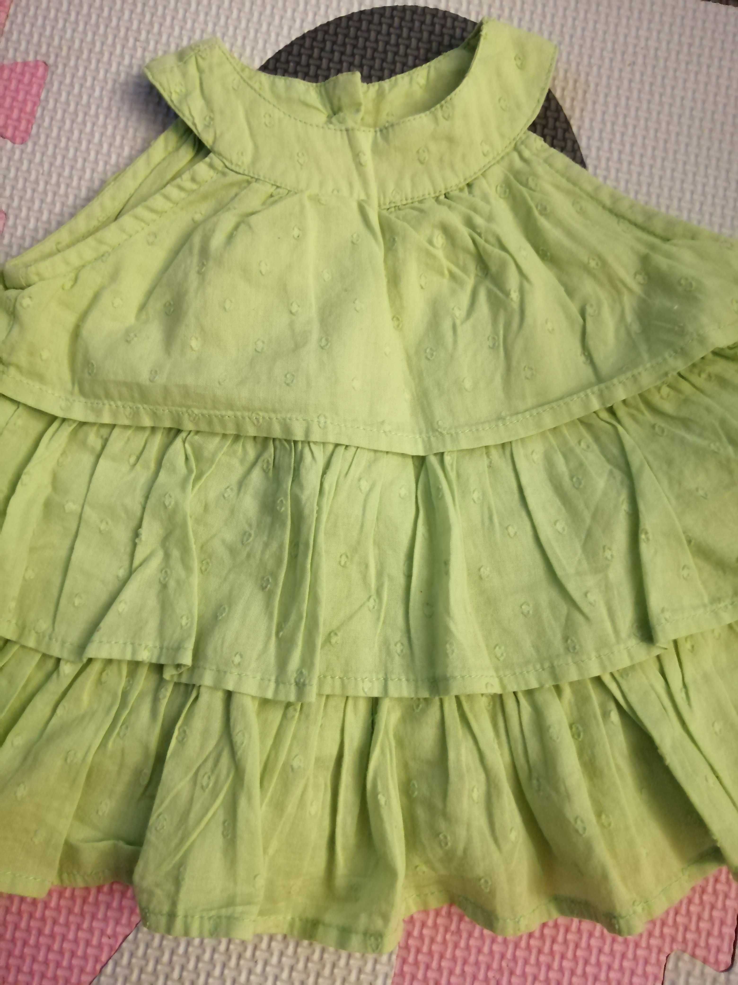 Sukieneczka r. 62 śliczna zielona sukienka 0-3miesiące