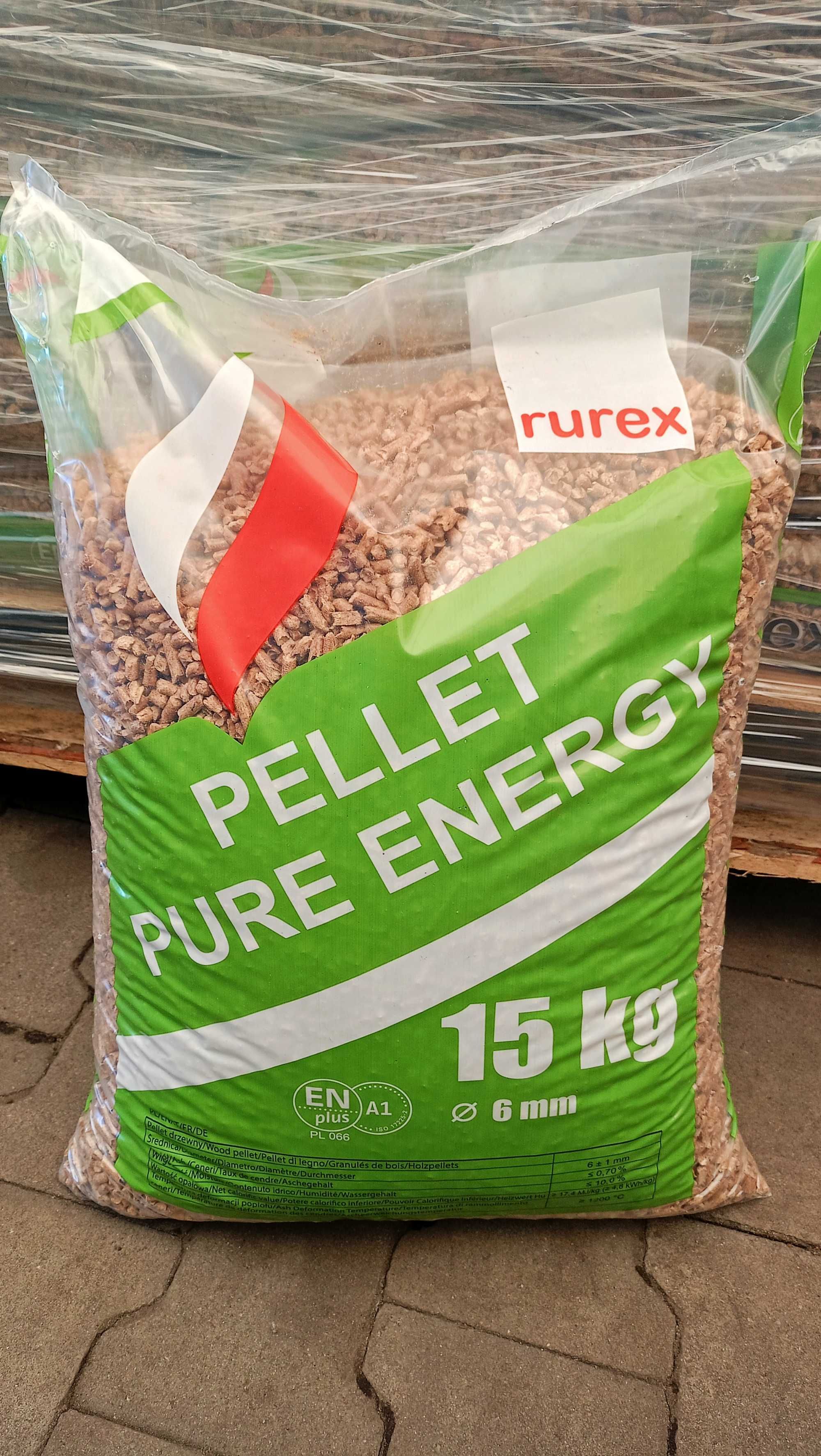 PELLET IGLASTY czysta trocina A1 RUREX Pure Energy z dostawą HDS