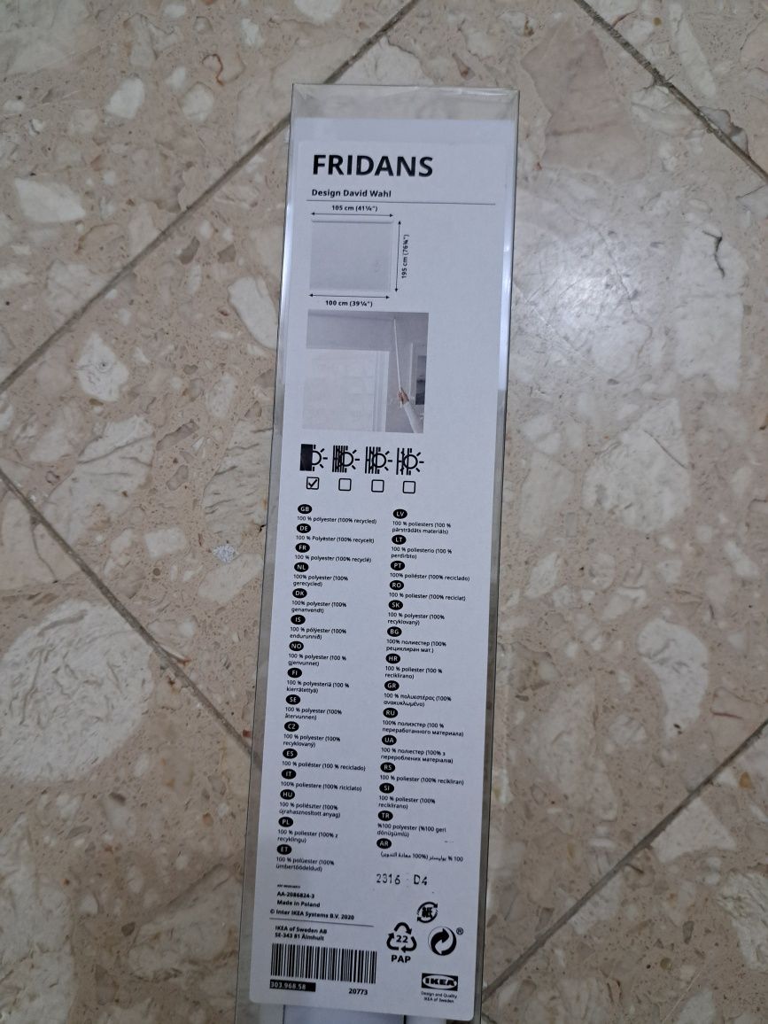 FRIDANS IKEA, Estore de correr opaco, BRANCO, 100x195cm