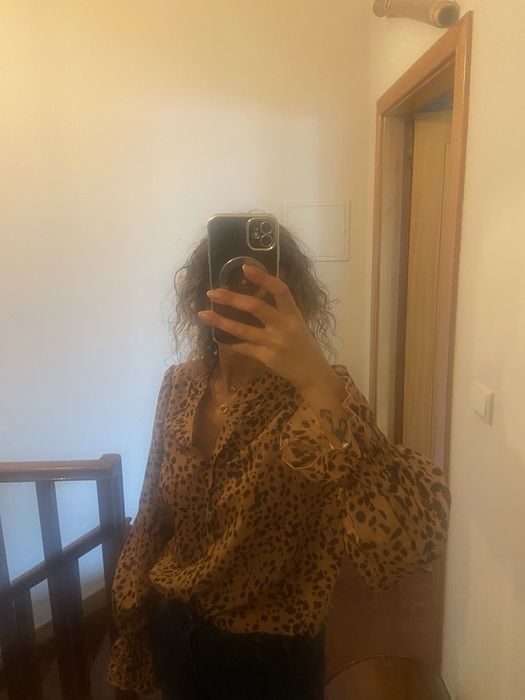 Blusa rosa velho com castanho tamanho M