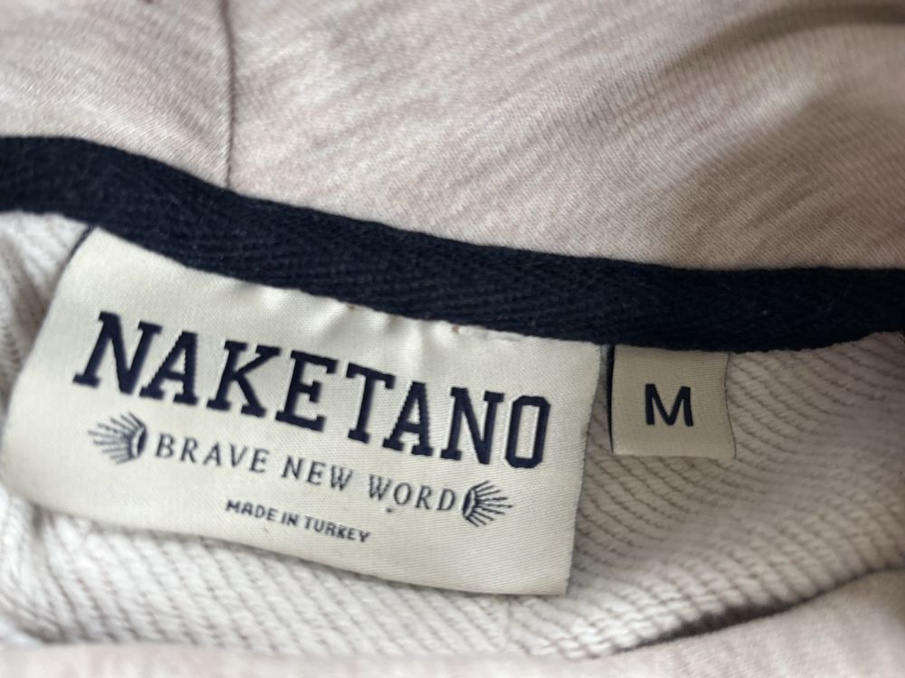 Naketano orginał bluza z kapturem bawełniana logo M cotton szara