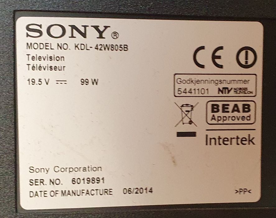 TV Sony Bravia kdl-42w805b