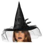 Kapelusz Czarownicy Czarny z woalką tiulem halloween
