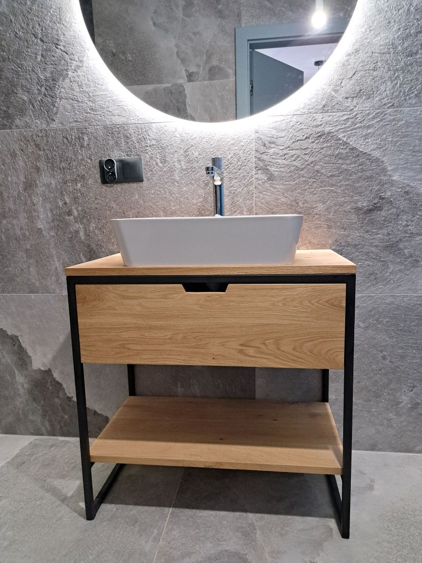 Szafka pod umywalkę, dębowa loft, konsola loft do łazienki