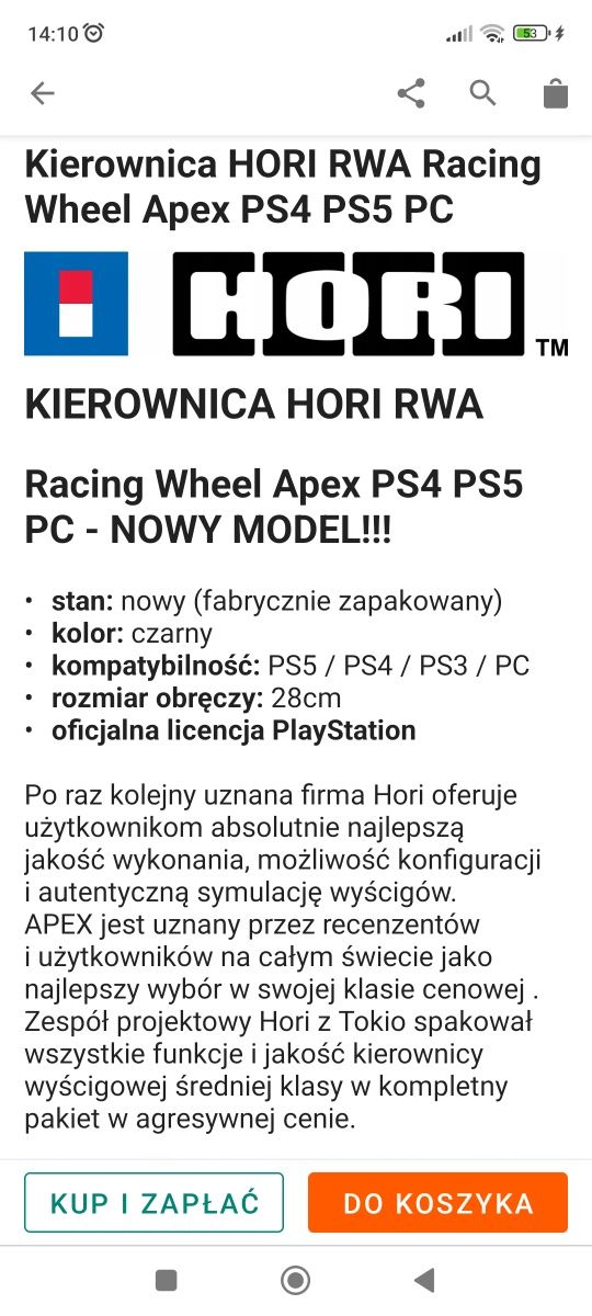 Kierownica racing PS4/ps5