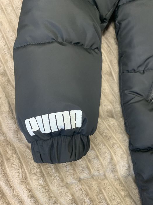 Удлиненный Пуховик Puma на девочку  Чорно- розовый. 134-140