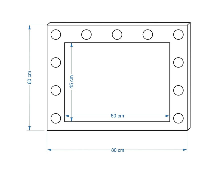 LUSTRO LED do toaletka wizażu 11 żarówkami HOLLYWOOD POWYSTAWOWE