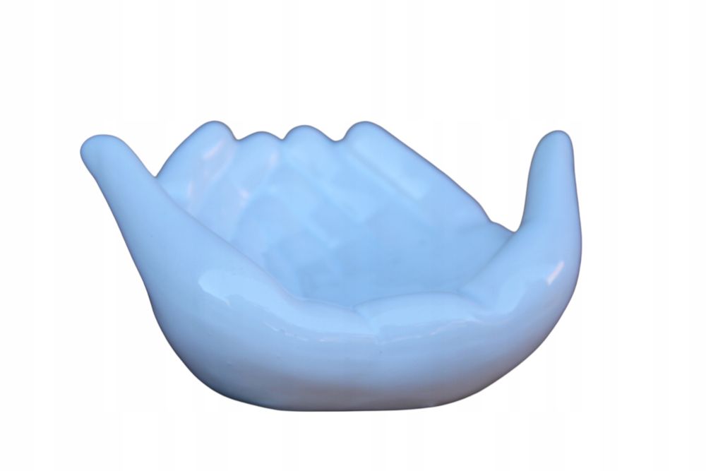 Ceramiczna Popielniczka w Kształcie Dłoni, Biała, 15 x 13 cm