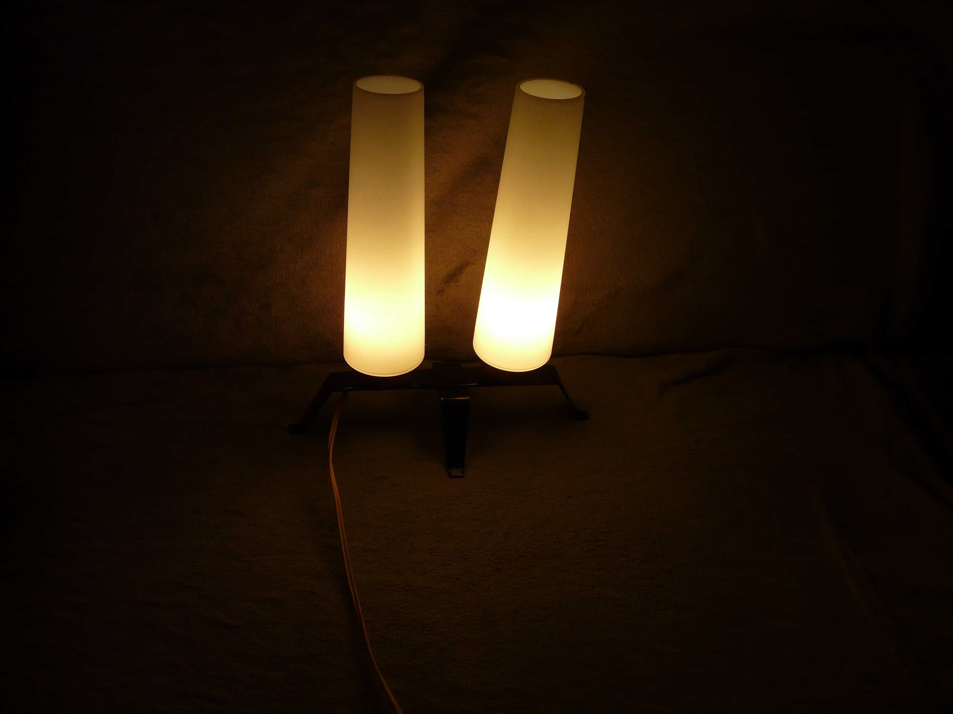 Lampa stołowa z dwoma kloszami PRL