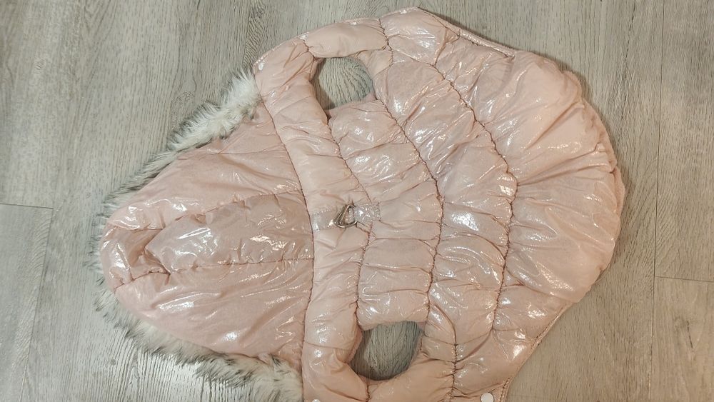 Kurtka dla psa małego kamizelka holo róż futerko szelki M L maltanczyk