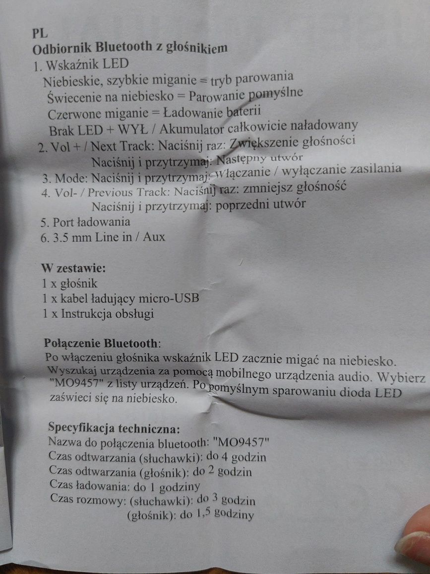 Odbiornik Bluetooth z głośnikiem