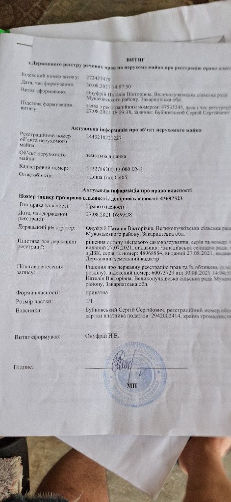 Продам земельну ділянку площею 0,4050 га. для ведення сільського госпо