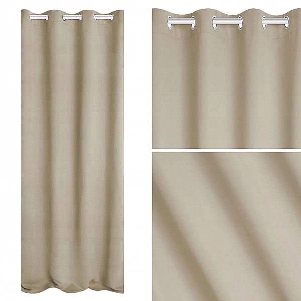 Zasłona zaciemniająca okienna 140x250 blackout przelotki HOLD beżowy