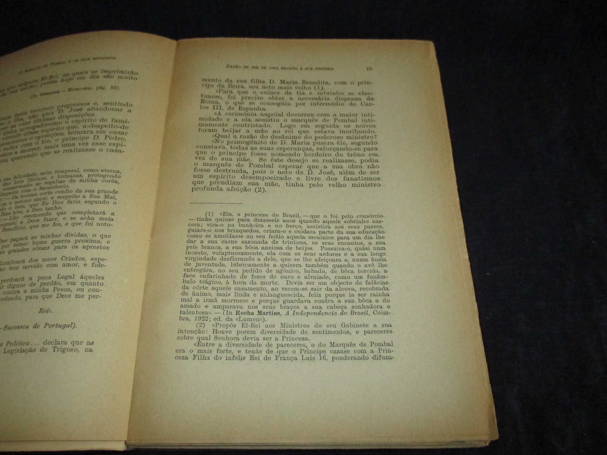 Livro O Marquês de Pombal e os seus Biógrafos 1947