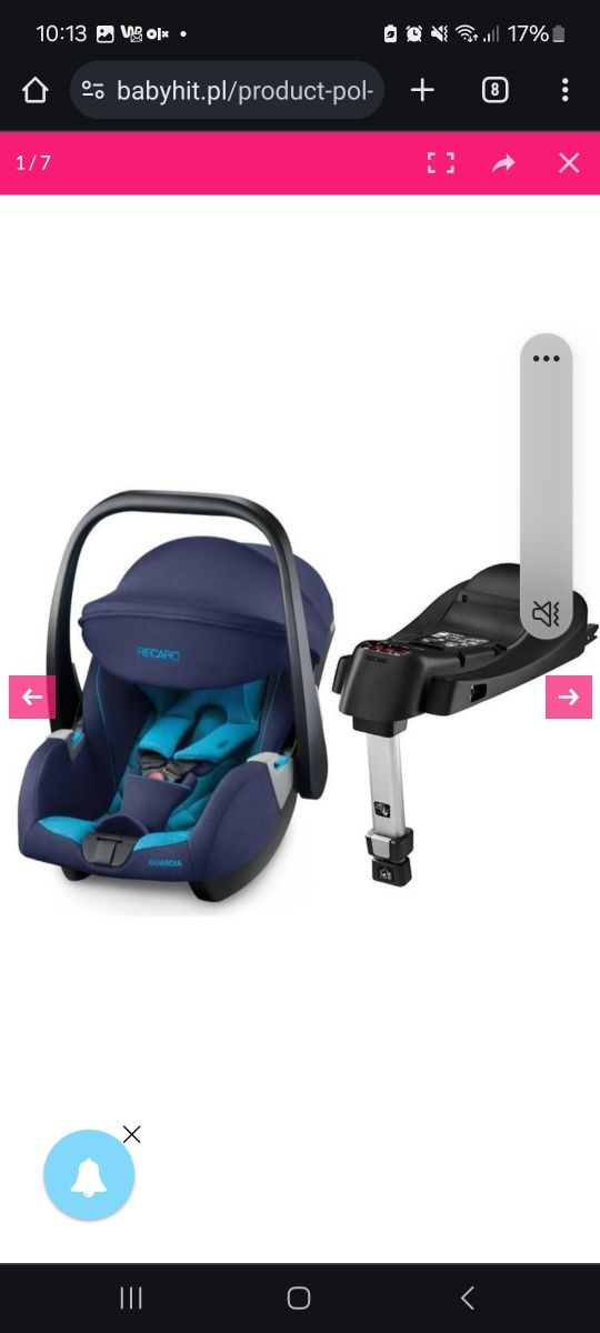 Nosidełko Recaro +baza isofix