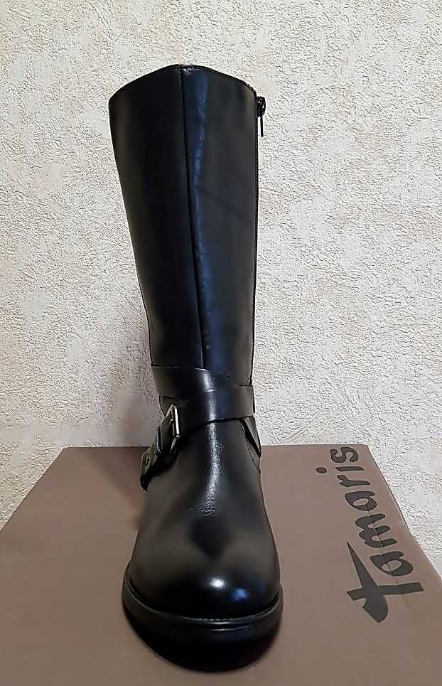 Жіночі чоботи півчобітки tamaris 25034-001 натуральна шкіра 39 розмір