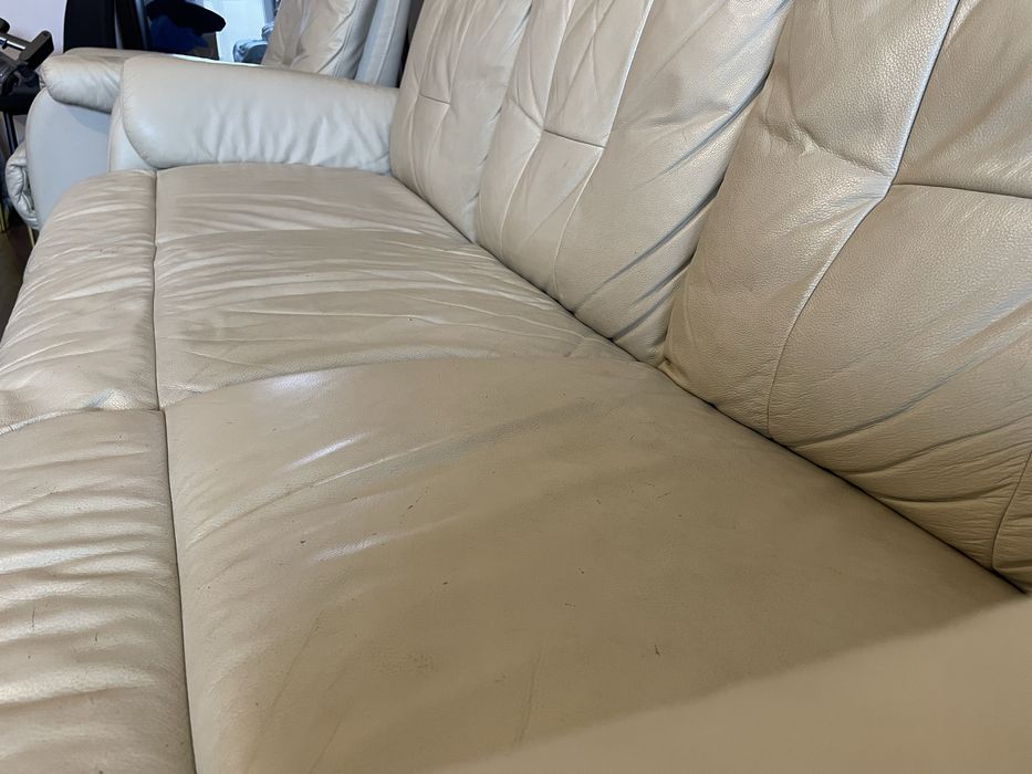 Komplet skórzany: Fotel rozkładany relax i sofa z funkcją spania