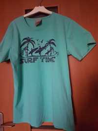 T-shirt koszulka turkusowa surf time bawełna rozmiar S