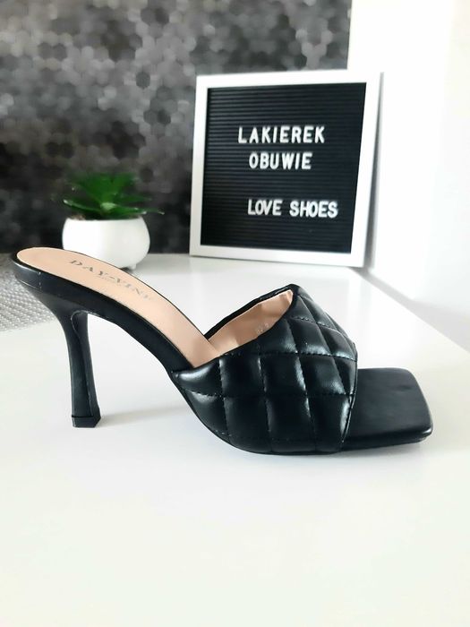 KLAPKI pikowane na obcasie BLACK 36