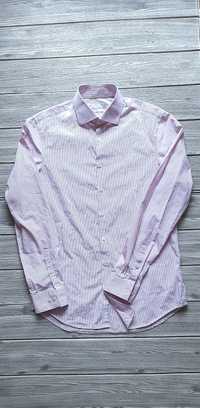 Koszula męska Michael Kors stylowa różowa w paski slim fit lekka M L