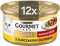 Gourmet Gold 12x + Gratis, Kura Wątróbka Purina Pokarm dla Kota Puszka