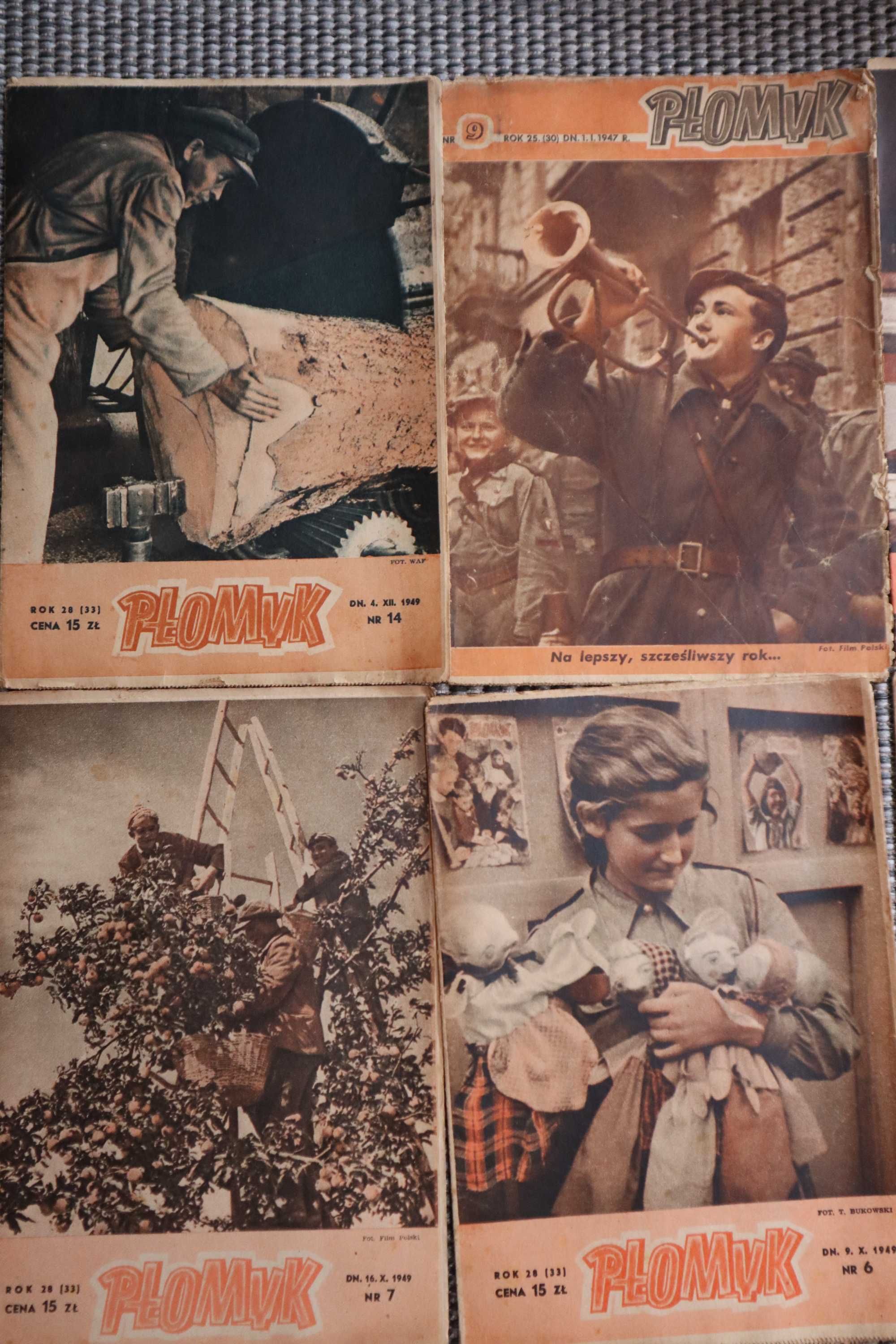 Gazeta dla dzieci Płomyk 1947 r 1949 r 1951 r 9 szt  B081210