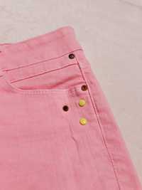 Bershka neon róż krótkie spodenki jeansowe dziewczęce r. XXS