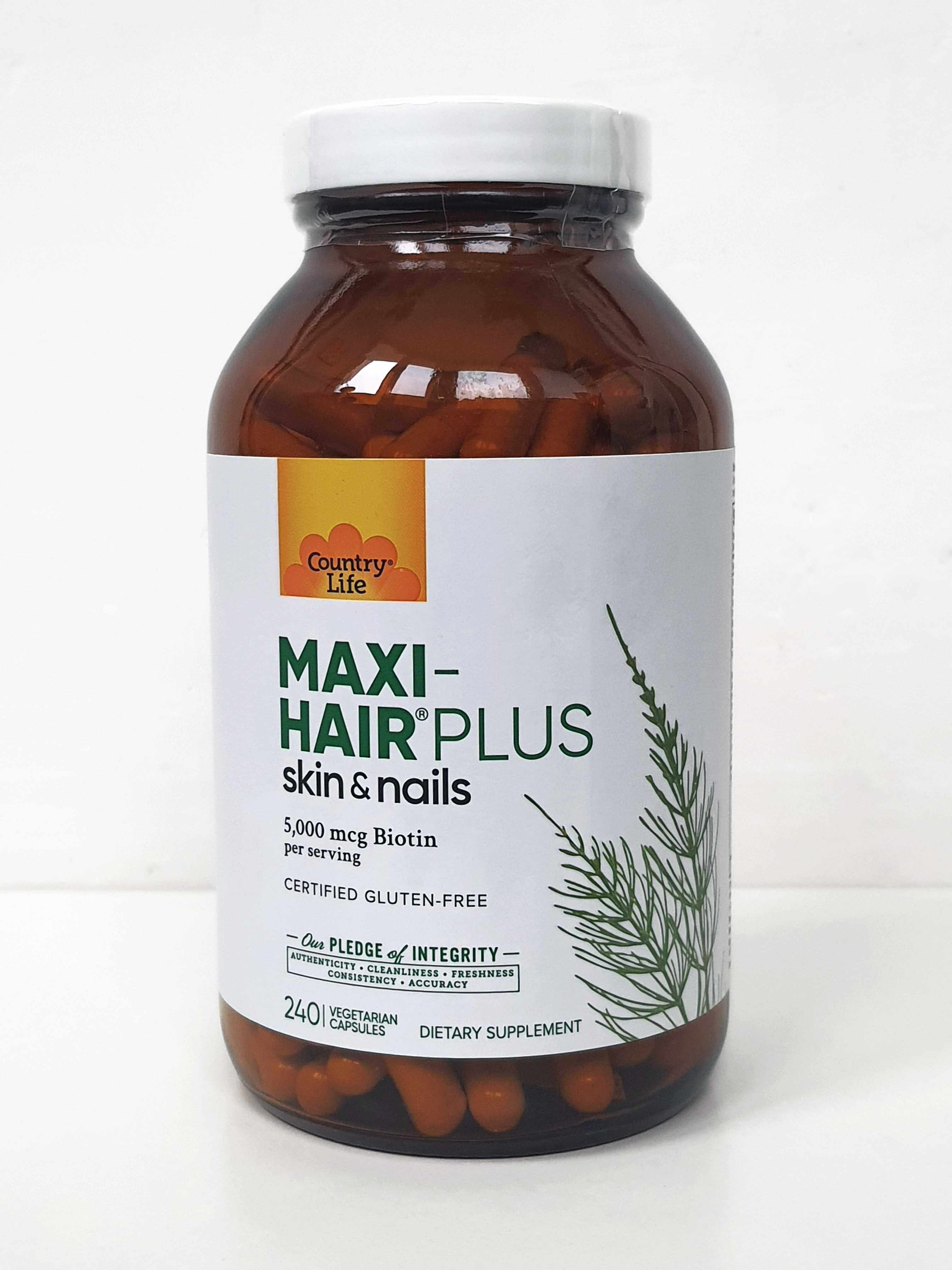 Country Life Maxi Hair Plus з 5000 мкг біотину, 240 капсул