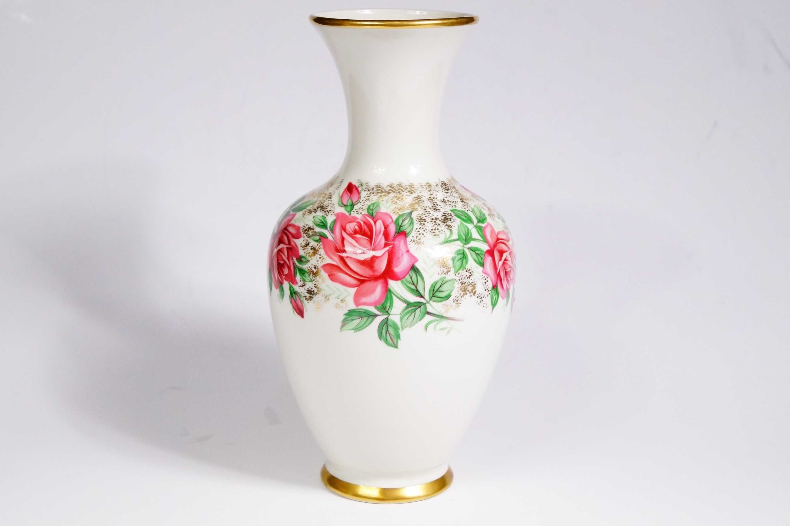 Bawaria wazon porcelanowy ecru złoto kwiaty