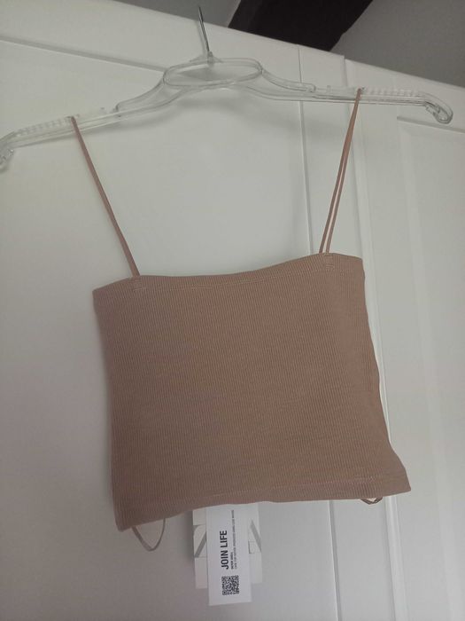 Nowy beżowy crop top S