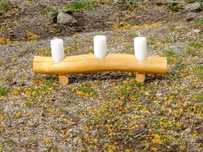 Castiçal Rústico de 3 velas em Madeira Acácia - Decoração Casa/Evento