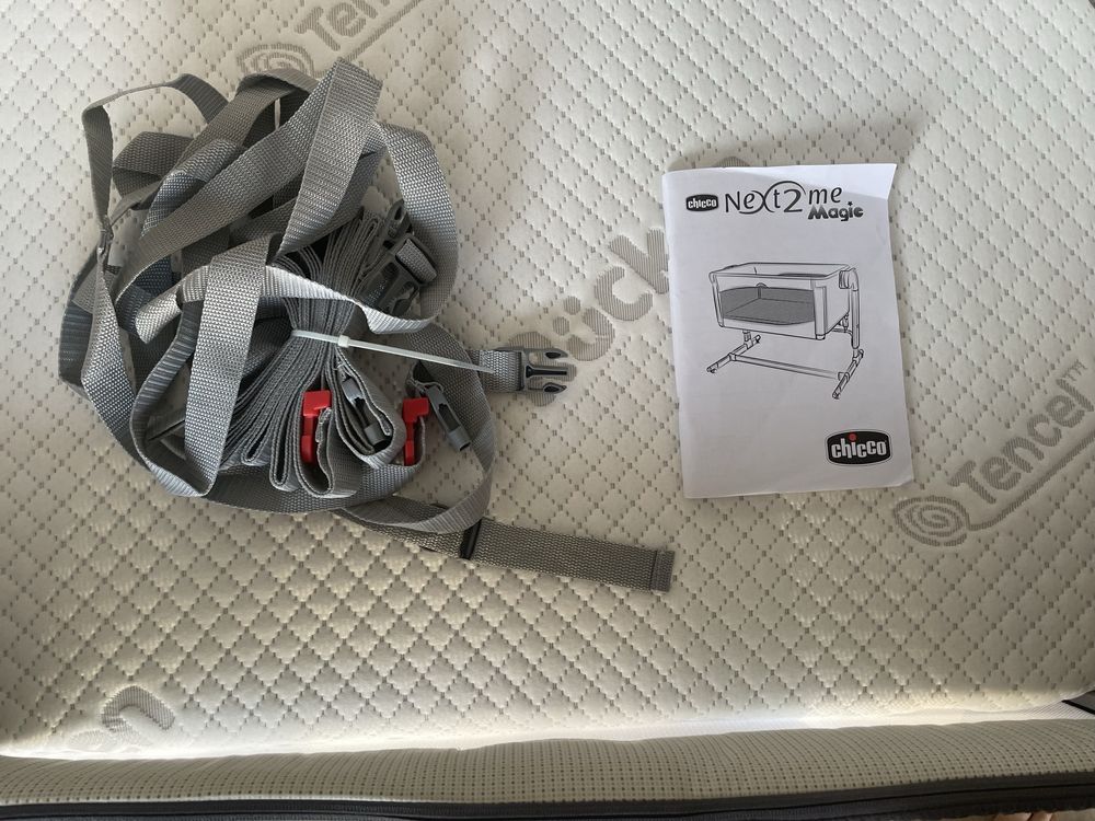 Chicco Łóżeczko Dostawne Next2Me Magic Moon Grey + materac Rucken