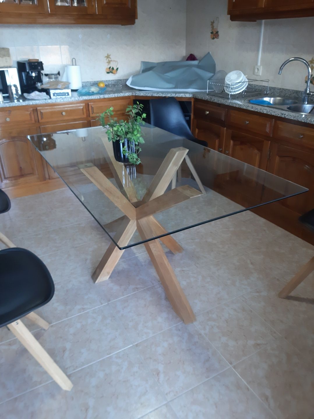 Mesa vidro 6 cadeiras