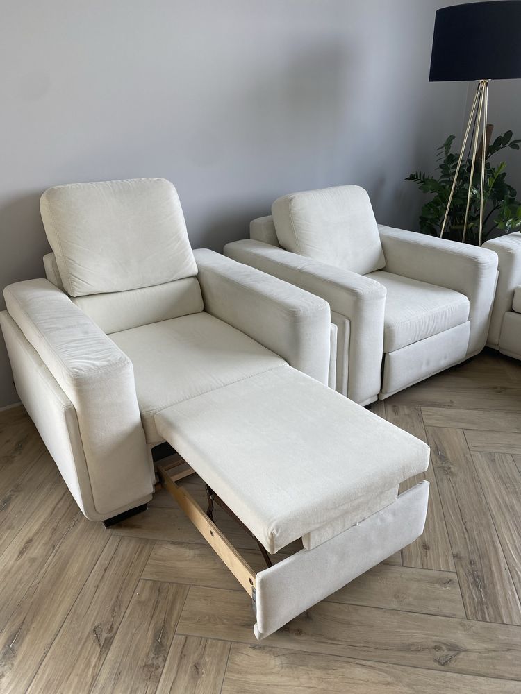 Wypoczynek Etap Sofa z funckją spania, dwa fotele z funkcją relax