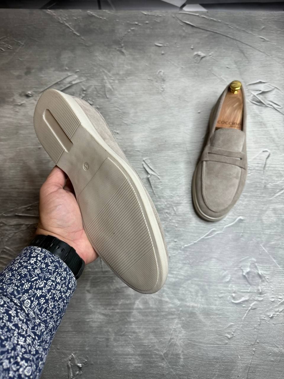 Лоферы замшевые бежевые мужские LORO PIANA Suede BEZH! Туфли Лоферы!