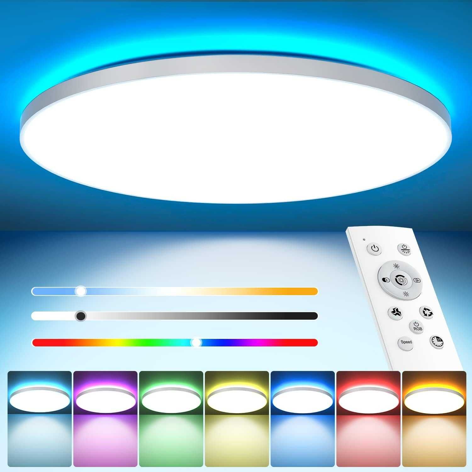 Plafon OUILA Oświetlenie sufit lampa LED Ściemnialne pilot 24W RGB