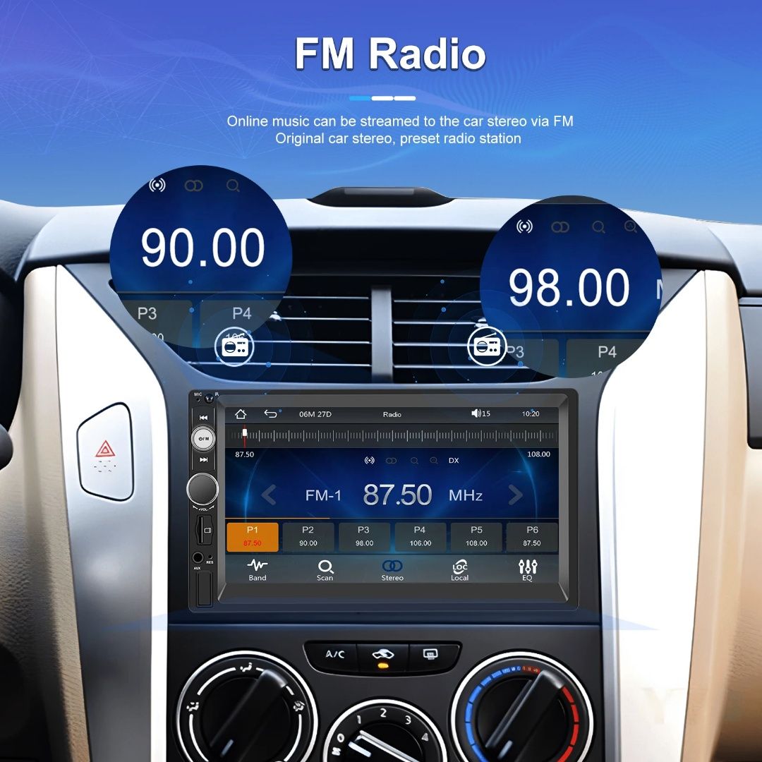 Rádio 2din 7" CARPLAY e Android Auto sem fios Bluetooth FM USB novo