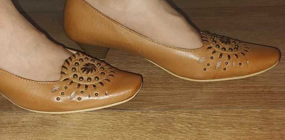 czółenka 37  beż/jasny brąz*wiosna-jesień TRENDY OXYGEN*